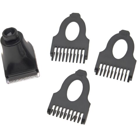 vhbw Trimmer Aufsatz-Set kompatibel mit Philips RQ12 Serie RQ1250X, RQ1251 Rasierer - 4-teiliges Bartstyler Kit mit 3mm / 5mm / 7mm Bartkamm