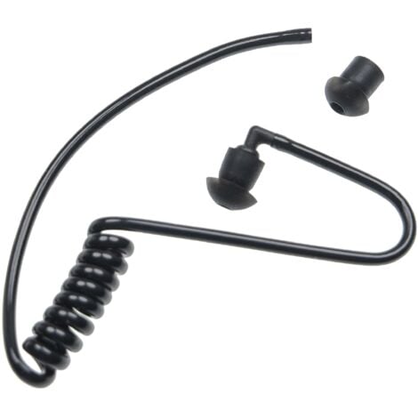 vhbw Tube acoustique de sécurité oreillette 2 bouchons d'oreille, noir / transparent pour casque audio, appareils radio