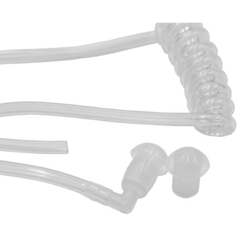 vhbw Tube acoustique de sécurité oreillette 2 bouchons d'oreille, transparent pour casque audio, appareils radio