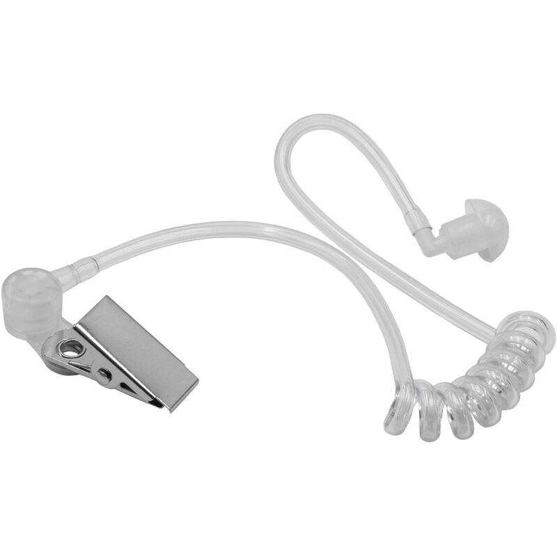 Auricolari con tubo acustico per tutte le comuni cuffie di sicurezza con trasduttore acustico a distanza - trasparente / bianco, con clip - Vhbw