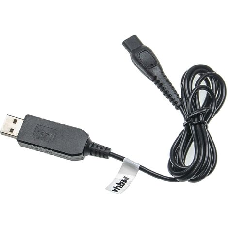vhbw USB-Ladekabel kompatibel mit Philips Rasierer PT736/19, PT860/14, PT860/15, PT860/16 Rasierer - Netzkabel, 100 cm, Schwarz