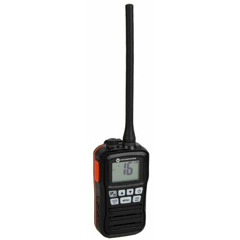 VHF portable WP200 – Étanche IP67 – Puissance 3W – Autonomie jusqu'à 10h – Dimensions 63x119x35mm – Chargeur mural et allume-cigare inclus