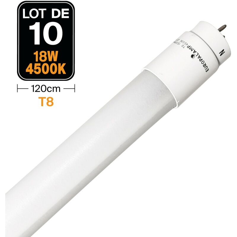 Europalamp - 10 Tubes Neon led 18W 120cm T8 Blanc Neutre 4500k Gamme Pro