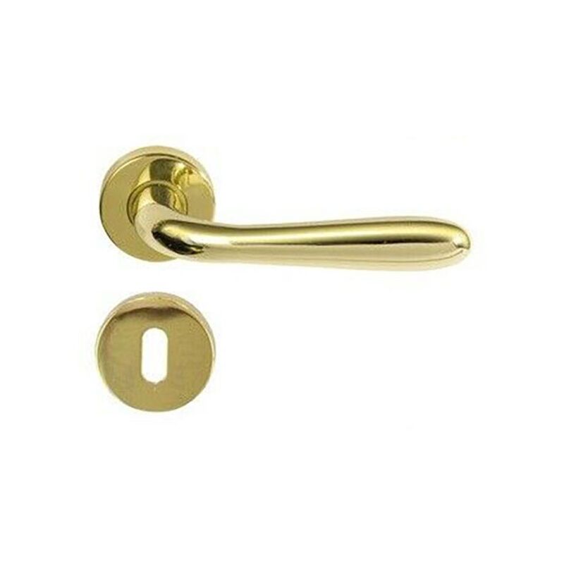 Image of Vi tel 2 maniglie per porte maniglia porta con rosetta oro bronzo alluminio casa Colore oro lucido