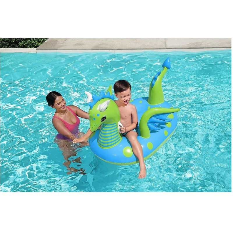 Trade Shop - Cavalcabile Gonfiabile Forma Drago Fantasy Dragon 134X142 Cm Con Maniglie 41476 -