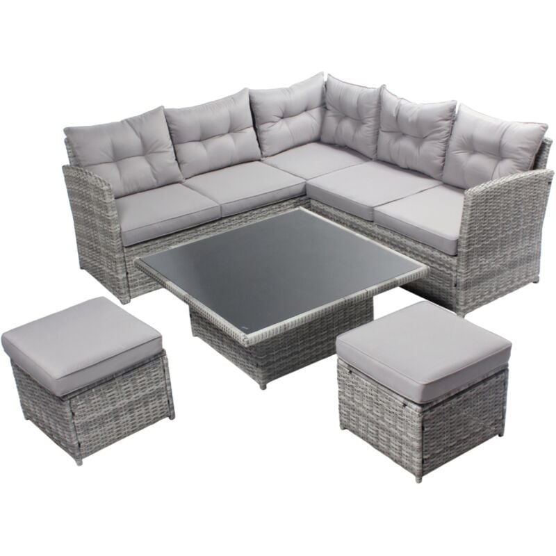 Viana - Salon de jardin 6 places gris