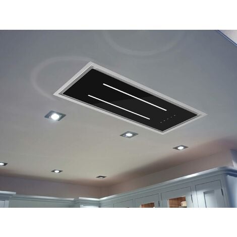 ViandPro - Aria Flush Fit Ceiling Hood 90 x 30 Black - Black Glass / Stainless Steel