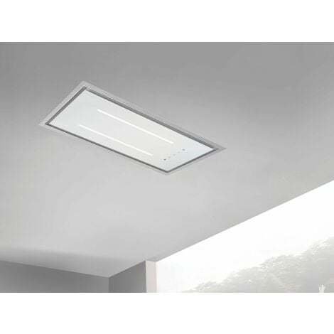 ViandPro - Aria Flush Fit Ceiling Hood 90 x 30 Black - White Glass / Stainless Steel