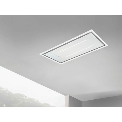 ViandPro - Aria Flush Fit Ceiling Hood 90 x 30 Black - White Glass / White Frame