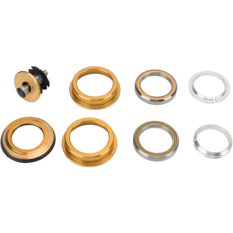 Viaron 44mm Doppellager-Steuersatz für Mountainbikes, kompatibel mit Vordergabel und Vorbau, goldfarben.