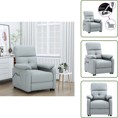 Vibración - vidaXL Sillón de masaje eléctrico tela gris claro - Asiento cómodo