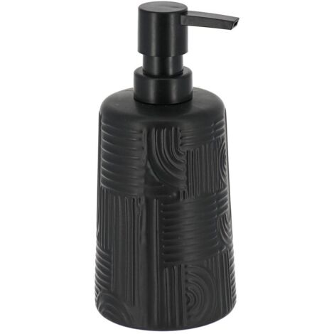 Vibraciones étnicas 430 ml redondo gres dispensador de jabón - negro - Tendance