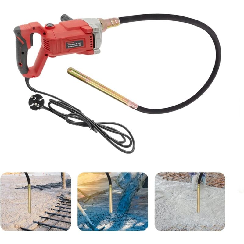 Senderpick - Vibrateur à béton, Vibrateur électrique à béton, 1100 w 220 v avec tige ondulée de 2 m, Outils à béton, Bouteille vibrante portable,