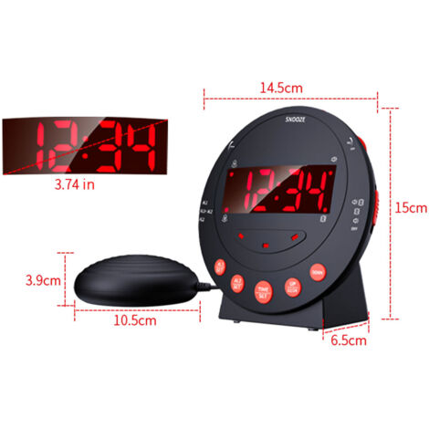 Vibrationswecker mit Sender für unter die Matratze, Modell TS-BC600 - [Dual-USB-Wecker]