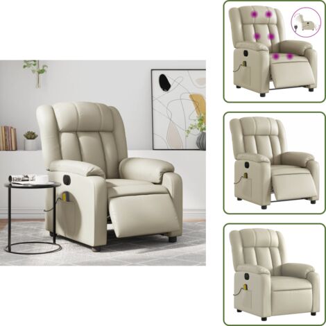 Vibrazione - vidaXL Poltrona Massaggiante Elettrica Reclinabile Crema Similpelle - Seduta comoda