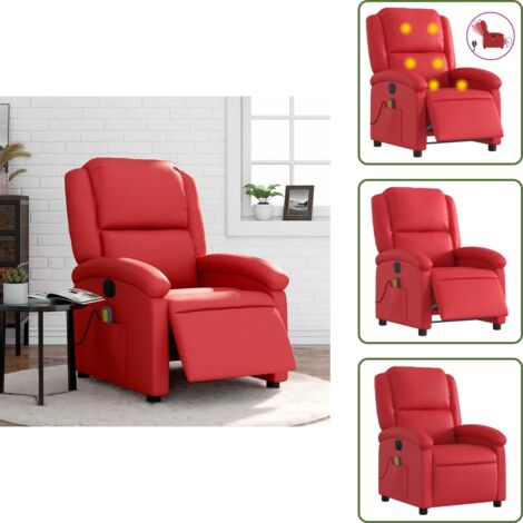 Vibrazione - vidaXL Poltrona Massaggio Elettrica Reclinabile Rosso Similpelle - Poltrona massaggiante