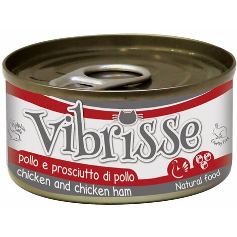Vibrisse Cat pollo e prosciutto: 24 lattine 70 g cad.