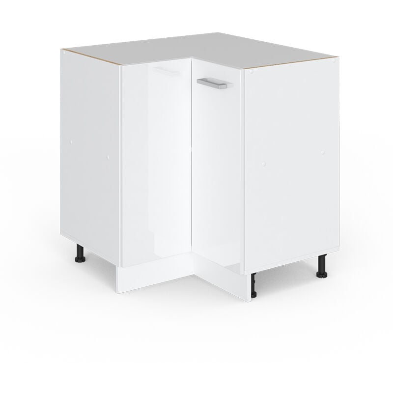Vicco - Armoire d'angle universelle R-Line, Blanc Haute brillance, 75.6 cm avec porte, sans plan de travail