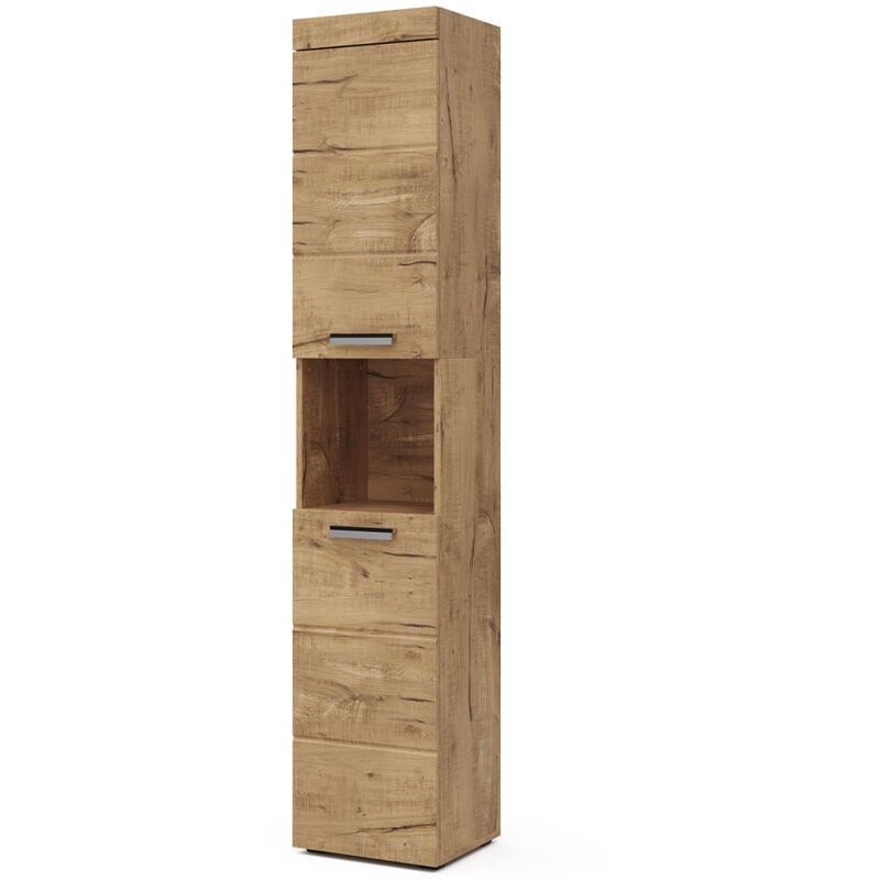 Vicco - Meuble de rangement de salle de bain Luna, Chêne Wotan, 37 x 190 cm