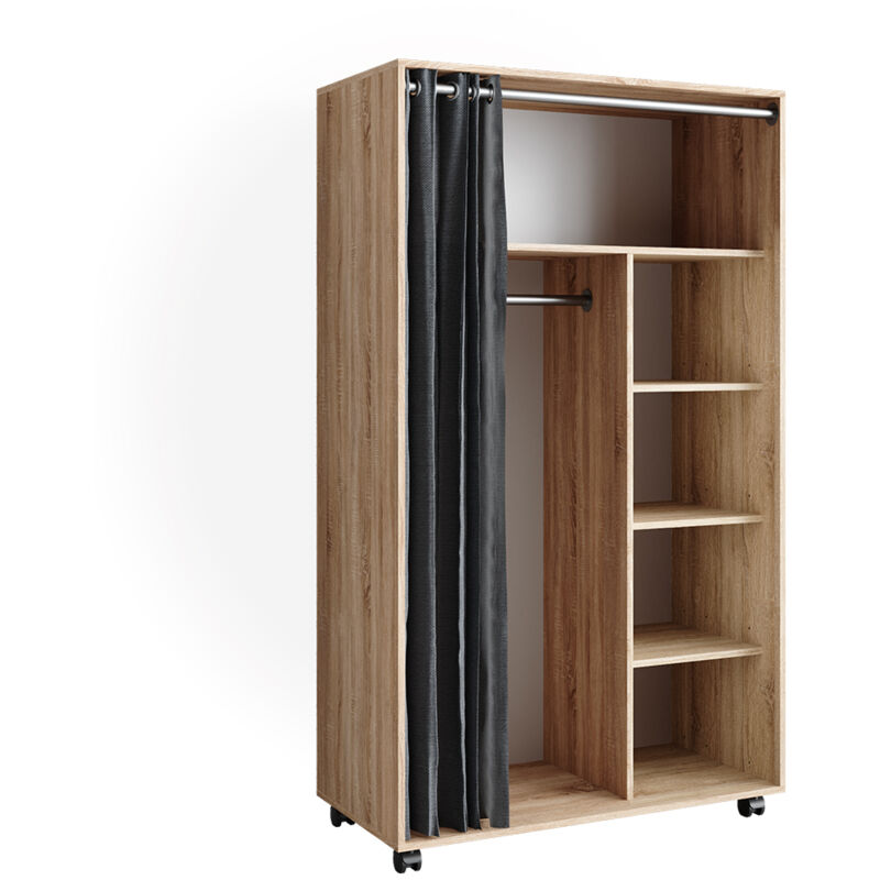 Vicco - Armoire Doros, Sonoma, 100 x 168 cm ouvert, avec roulettes