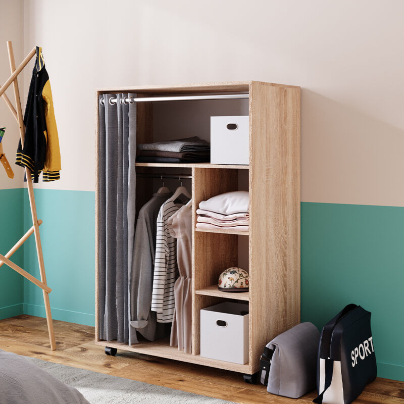 Vicco - Armoire Doros, Sonoma, 100 x 146.6 cm avec roulettes