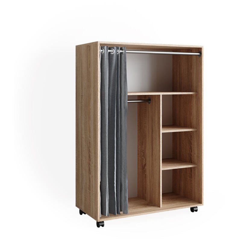 Armoire Doros, Sonoma, 100 x 146.6 cm ouvert sur roulettes Vicco