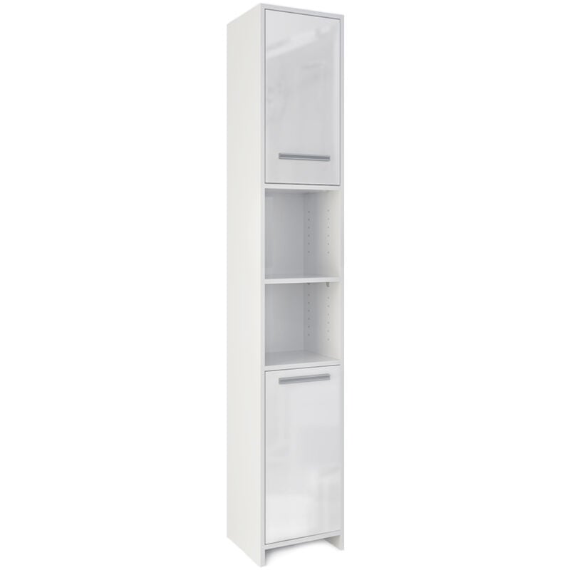 Vicco - Meuble de rangement de salle de bain Kiko, Blanc, 30 x 195 cm