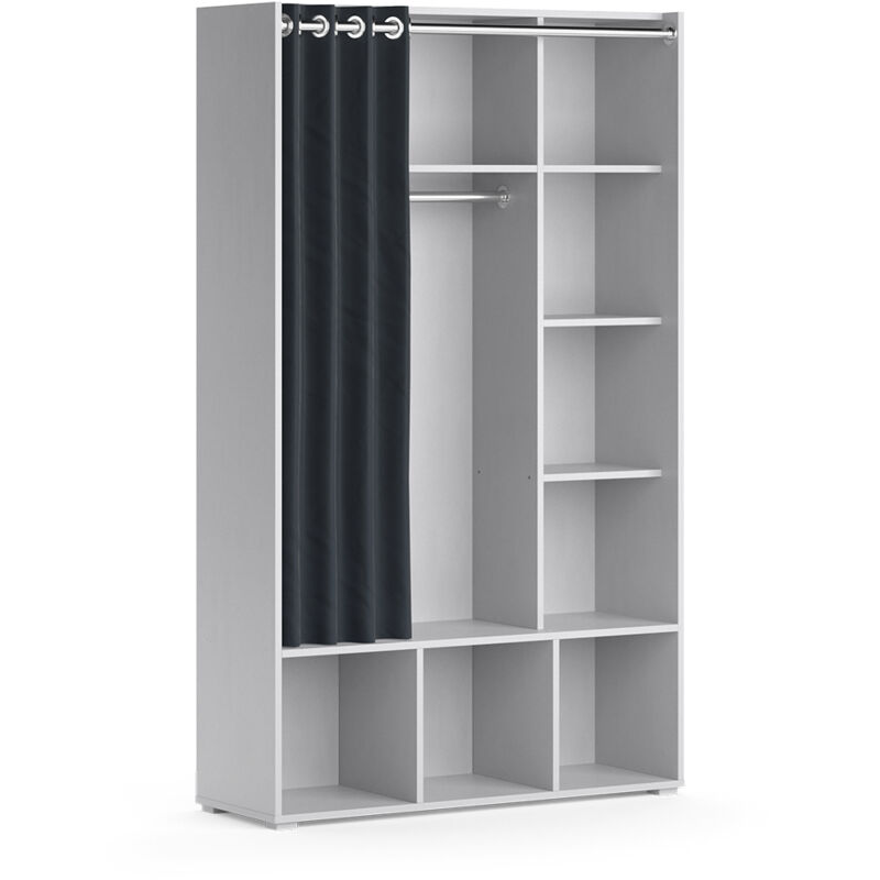 Armoire pour enfants Luigi, Gris clair, 105.8 x 178.1 cm avec tringle à rideaux Vicco