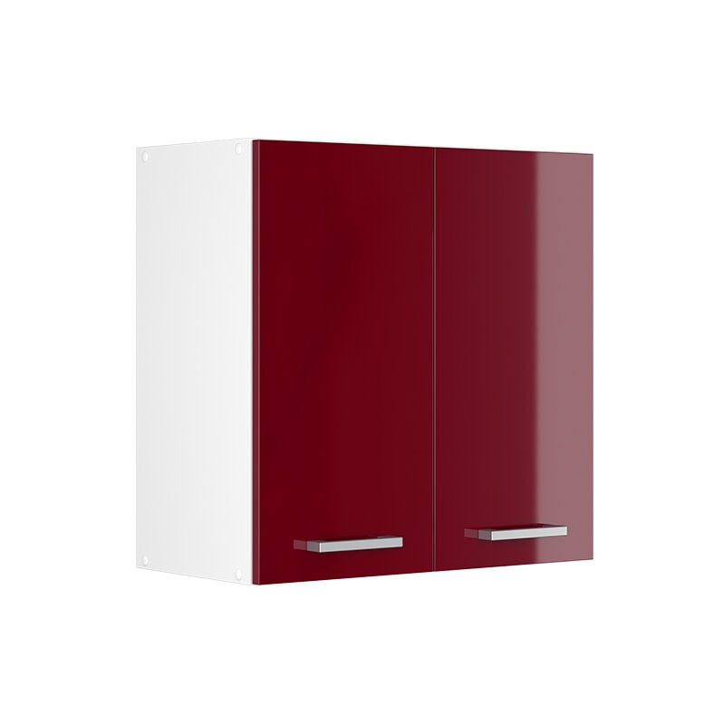 Armoire suspendue universelle R-Line, Rouge bordeaux Haute brillance, 60 cm avec portes Vicco
