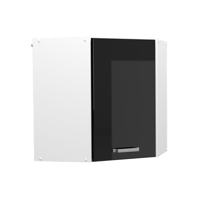 Armoire suspendue universelle R-Line, Noir Haute brillance, 57 cm armoire d'angle suspendue avec porte Vicco