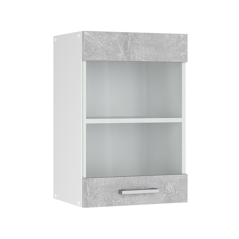 Armoire suspendue universelle R-Line, Béton, 40 cm avec porte vitrée, Vicco