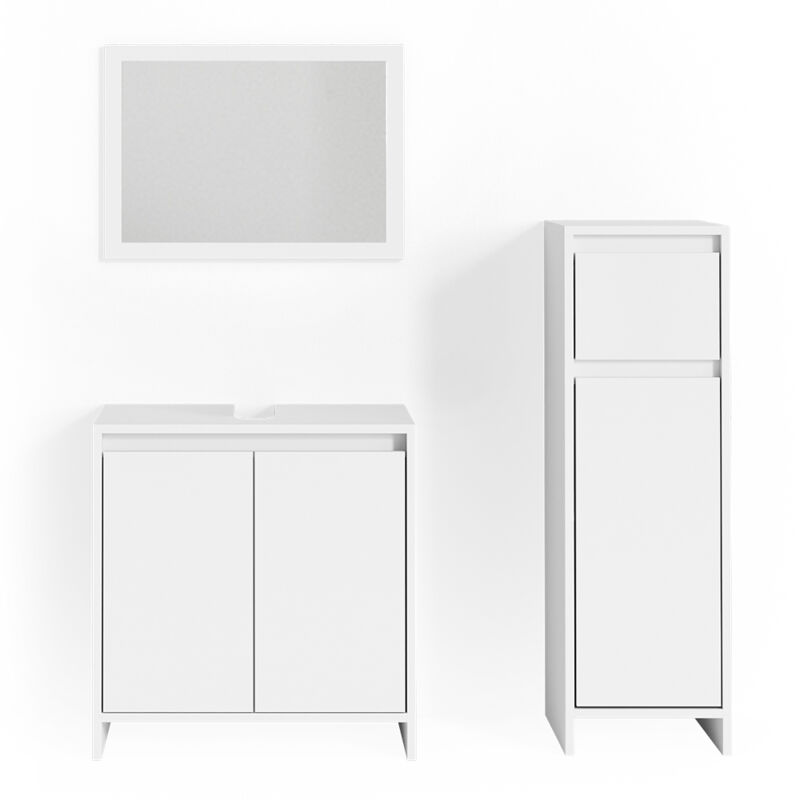 Vicco - Badmöbel-set Emma, Weiß, 3 Teile, Mit Midischrank