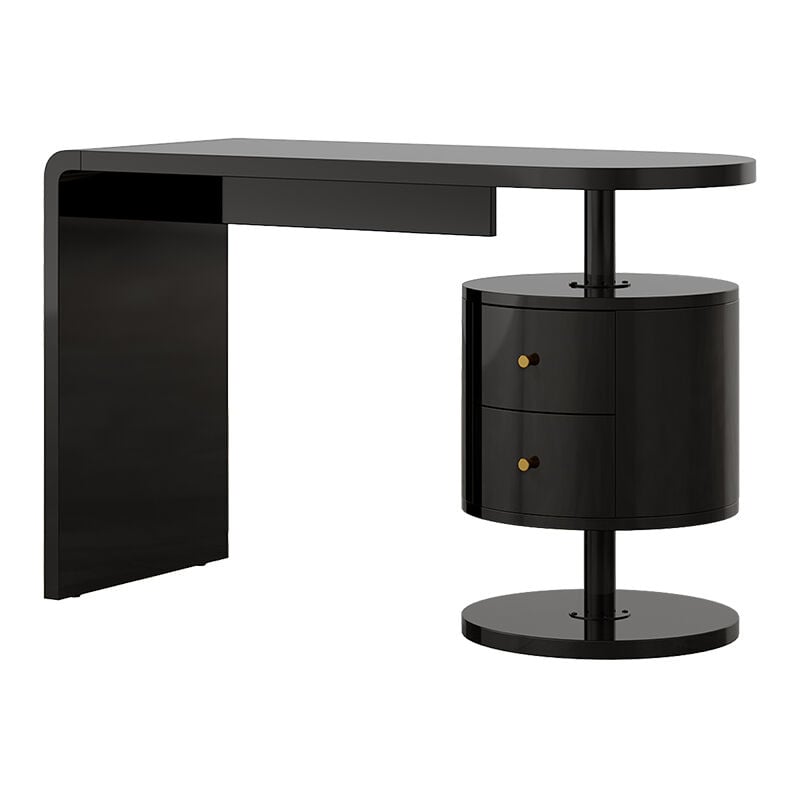 Vicco - bureau Lara, Noir Haute brillance, 120 x 50 cm avec 2 conducteurs