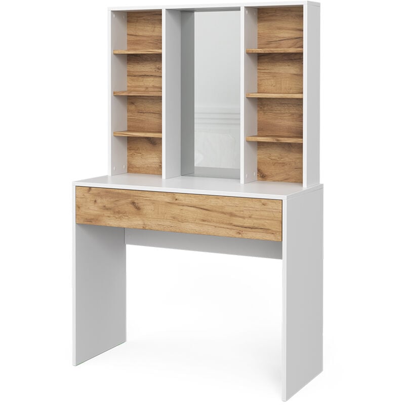 Vicco - Coiffeuse Alexa, Chêne doré/blanc, 93 cm avec miroir