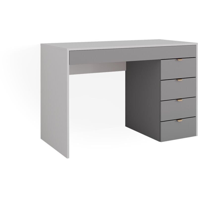 Vicco - Coiffeuse Elise, Blanc/gris/gris, 115 cm avec 5 tiroirs