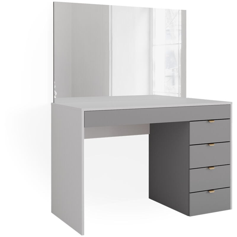 Vicco - Coiffeuse Elise, Blanc/gris/gris, 115 cm avec miroir