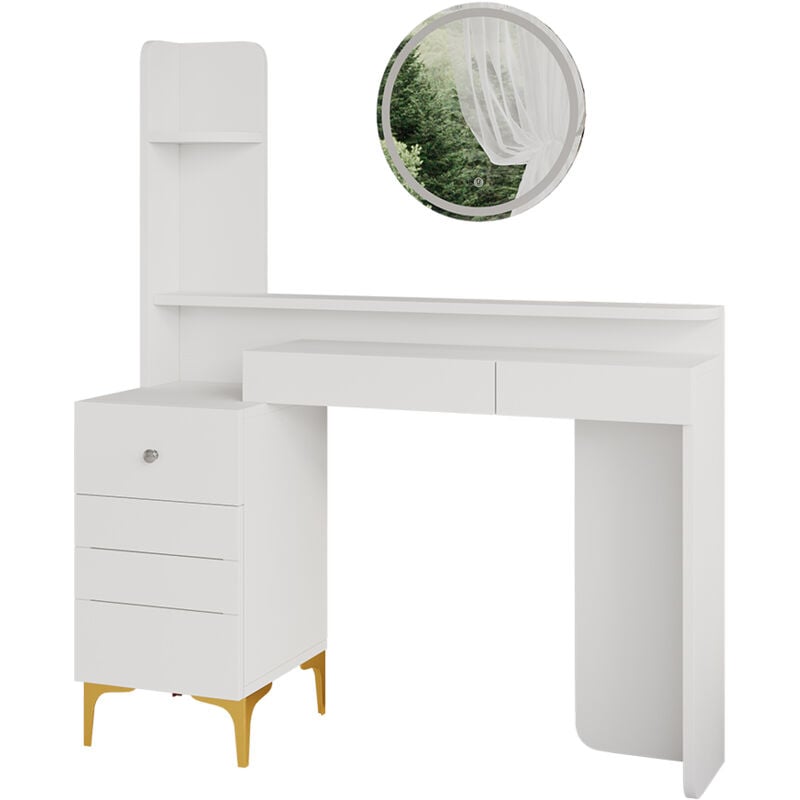 Vicco - Coiffeuse Garant, Blanc, 116 cm avec éclairage led