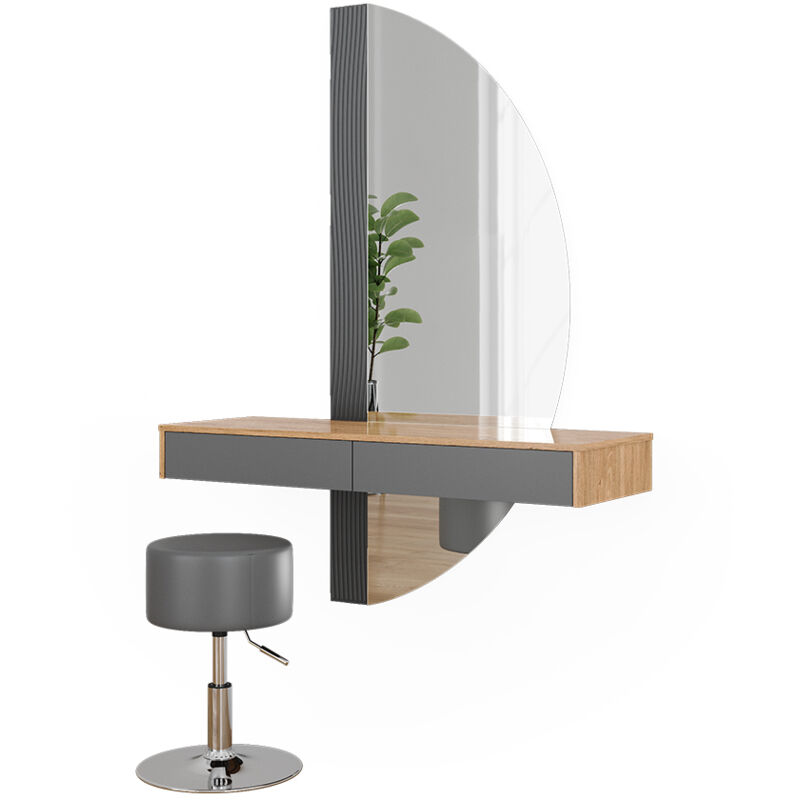 Vicco - Coiffeuse Melisa, Gris, 120 cm avec éclairage et tabouret