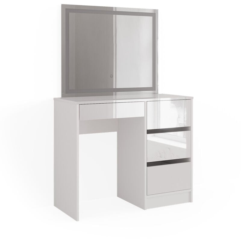 Vicco - Coiffeuse Sherry, Blanc, 90 cm avec miroir led