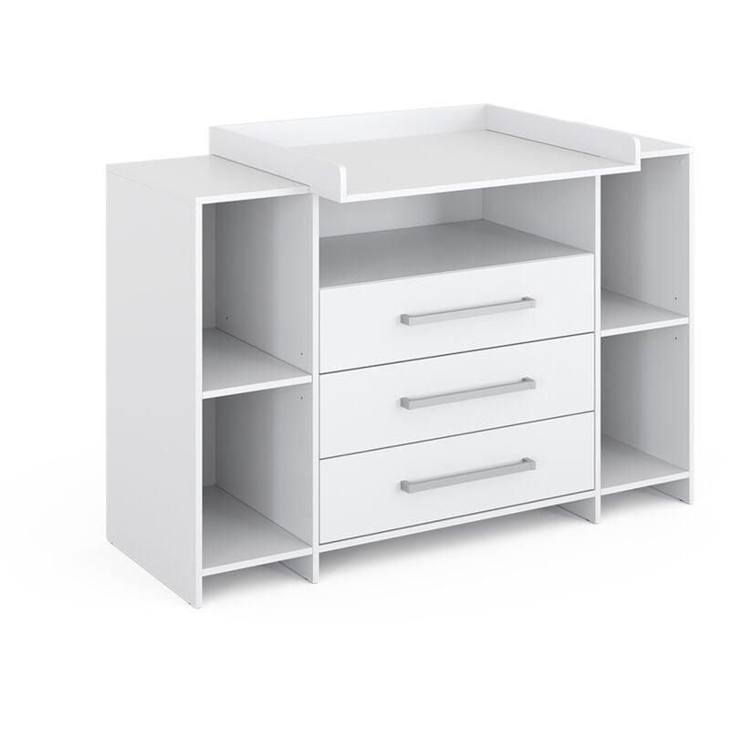 Commode à langer Oskar, Blanc, 143 x 100 cm xl avec tiroirs Vicco