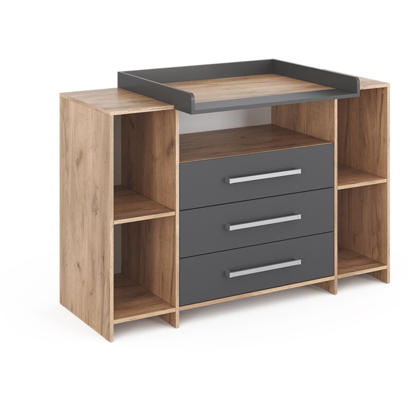 Commode à langer Oskar, Chêne, 143 x 100 cm xl avec tiroirs Vicco