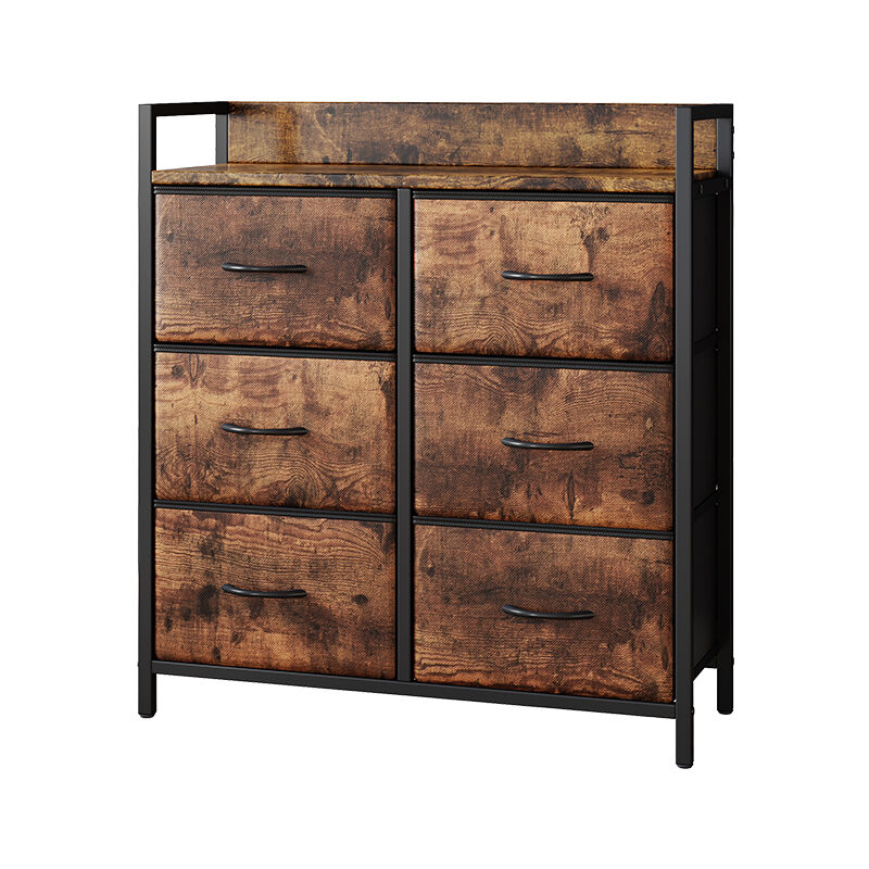 Commode avec tiroirs Brian, Chêne, 76 x 103 cm avec 6 tiroirs Vicco