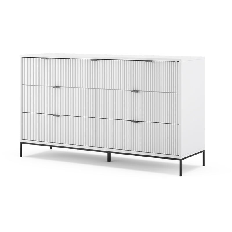 Vicco - Sideboard Eliza, Blanc, 140 x 81 cm avec 7 tiroirs