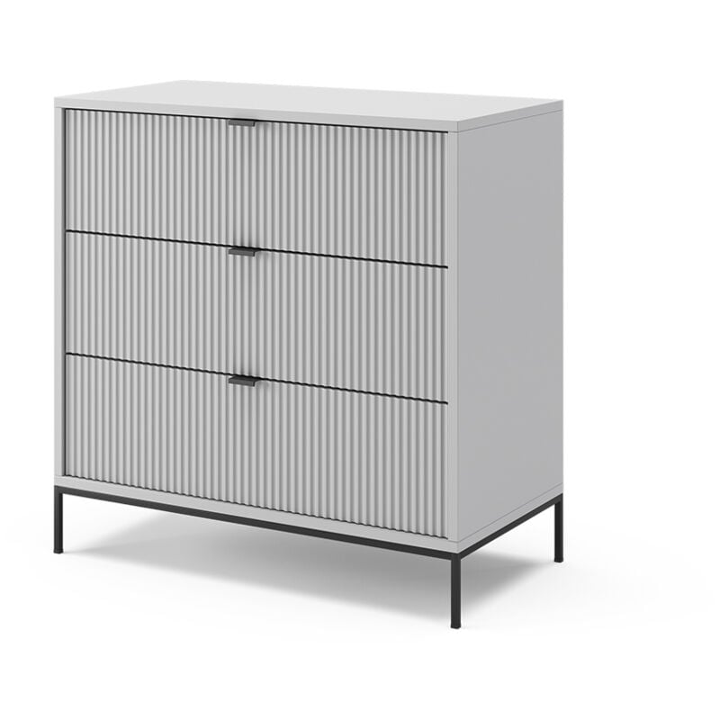 Commode avec tiroirs Eliza, Gris, 80 x 81.2 cm avec 3 tiroirs Vicco