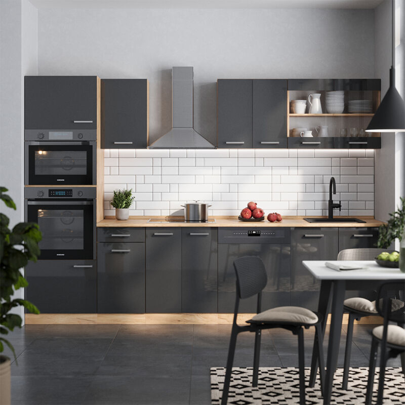 Vicco Cucina Componibile R line, Antracite Lucido oro Power Oak, 30...