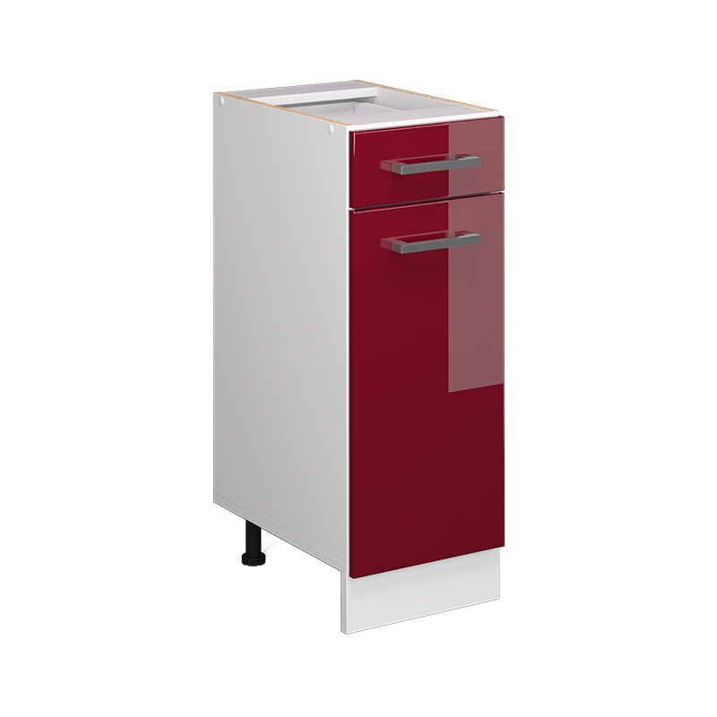 Meuble cuisine R-Line, Rouge bordeaux Haute brillance, 30 cm sans plan de travail Vicco