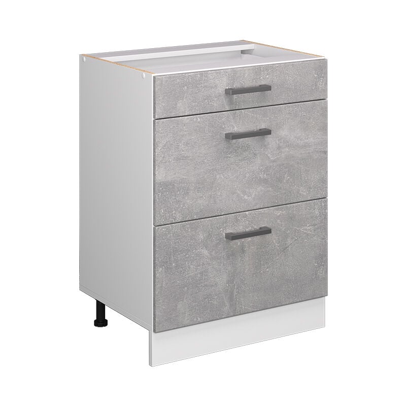 Meuble cuisine R-Line, Béton, 60 cm avec tiroirs, sans plan de travail Vicco