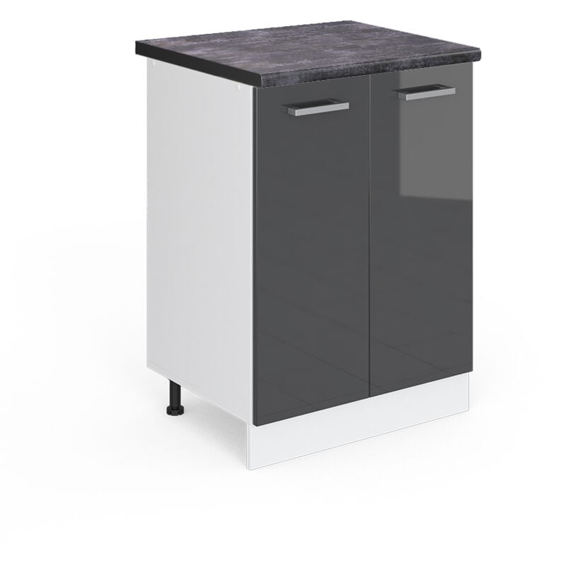Meuble bas de cuisine R-Line, Anthracite Haute brillance, 60 cm, pt Anthracite Vicco