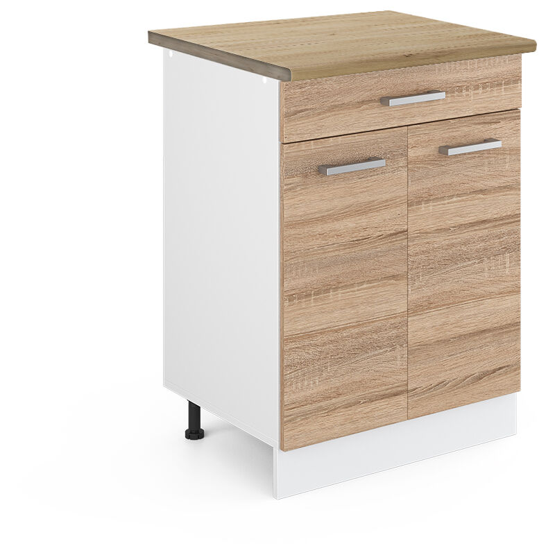 Vicco - Meuble cuisine R-Line, Sonoma, 60 cm avec tiroir, pt Chêne