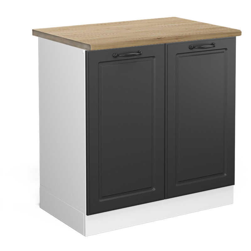 Vicco - Meuble bas sous-évier R-Line, Anthracite campagne, 80 cm, pt Chêne